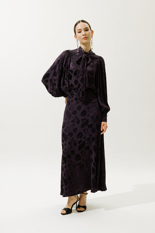 Jacquard Satin Skirt Purple