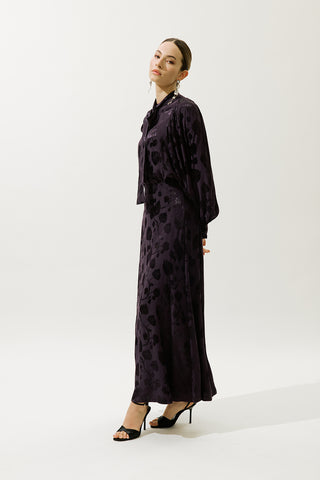 Jacquard Satin Skirt Purple