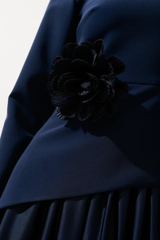 Lora Floral Brooch Navy Blue