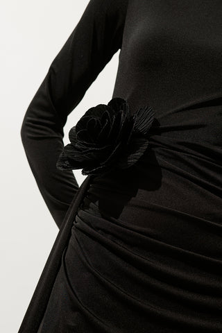 Lora Floral Brooch Black