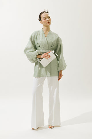 Mini Satin Baguette Bag Ecru