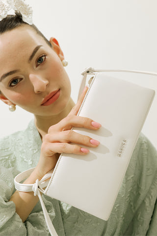 Mini Satin Baguette Bag Ecru