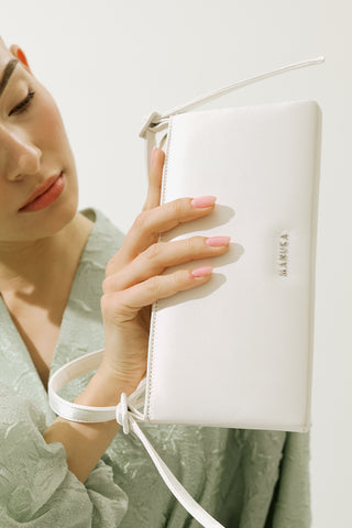 Mini Satin Baguette Bag Ecru