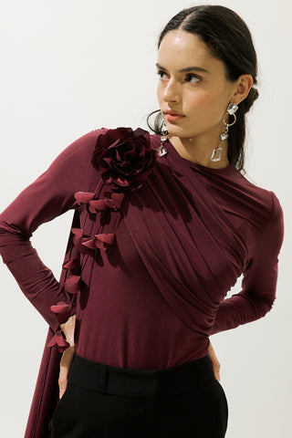 Floral Cluster Belt Burgundy