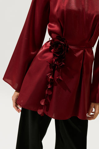 Floral Cluster Belt Burgundy