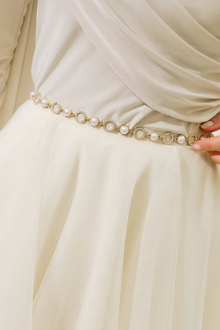 Pearl & Hoop Chain Belt Gold