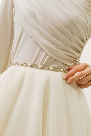 Pearl & Hoop Chain Belt Gold