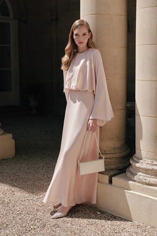 Adele Satin Evening Dress Powder