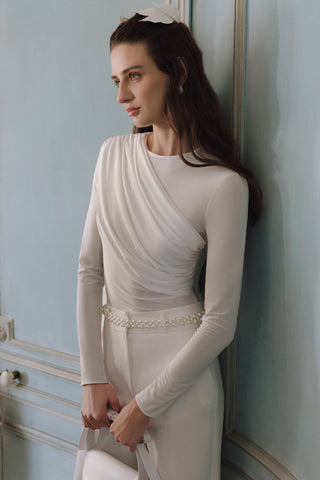 Blouse With Cape Detail Ecru