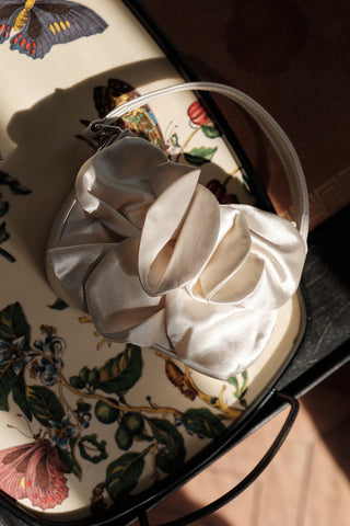 Floral Satin Mini Bag Ecru