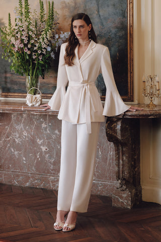 Wide-Leg Satin Trousers Vanilla