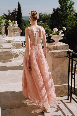 Voluminous Floral Dress Powder