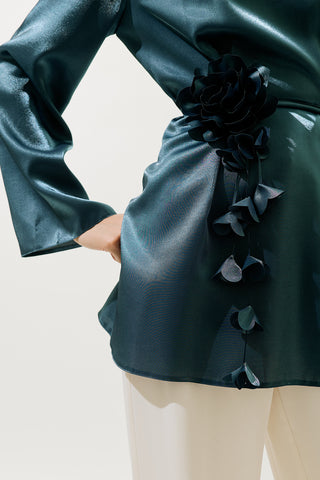 Floral Cluster Belt Navy Blue