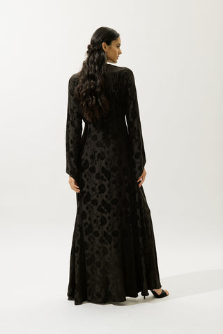 Jacquard Satin Evening Dress Brown