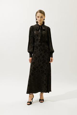 Jacquard Satin Skirt Brown