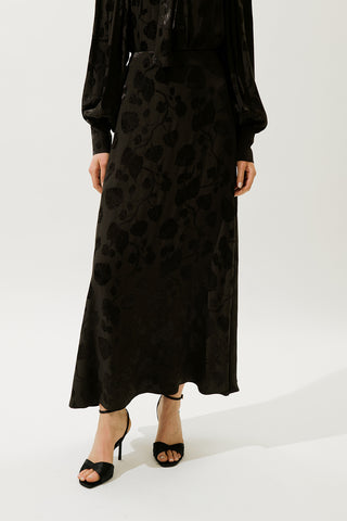 Jacquard Satin Skirt Brown