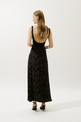 Jacquard Satin Skirt Brown