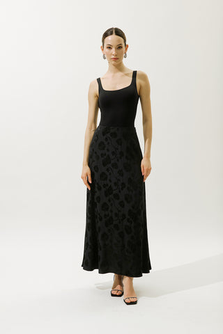 Jacquard Satin Skirt Black