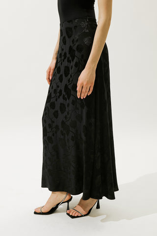 Jacquard Satin Skirt Black