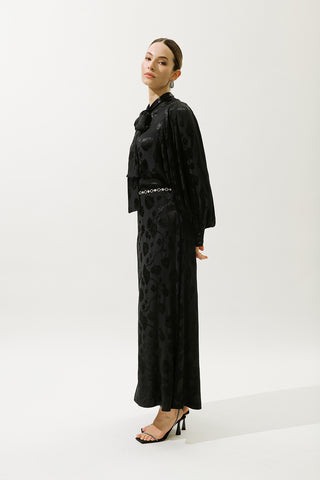 Jacquard Satin Skirt Black