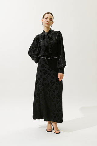Jacquard Satin Skirt Black