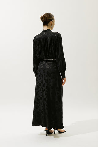 Jacquard Satin Skirt Black