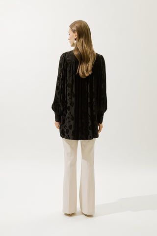 Jacquard Satin Shirt Brown