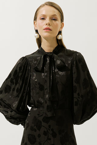 Jacquard Satin Shirt Brown