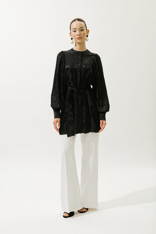 Jacquard Satin Shirt Black