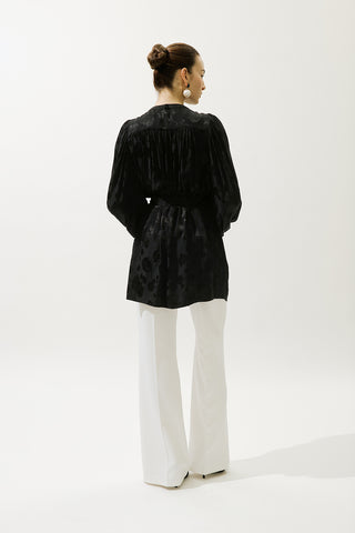 Jacquard Satin Shirt Black
