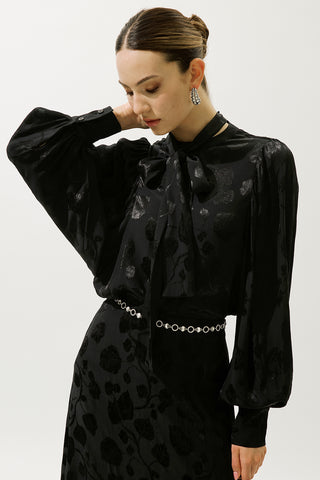 Jacquard Satin Shirt Black