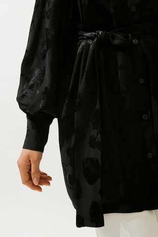Jacquard Satin Shirt Black