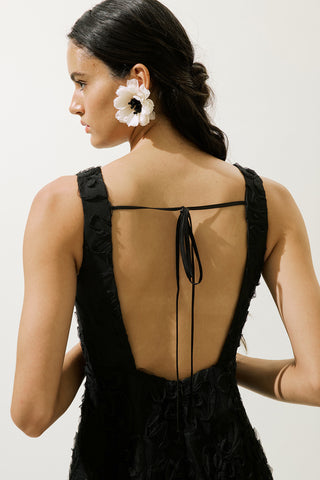 Voluminous Floral Dress Black