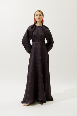 Jacquard Organza Evening Dress Purple