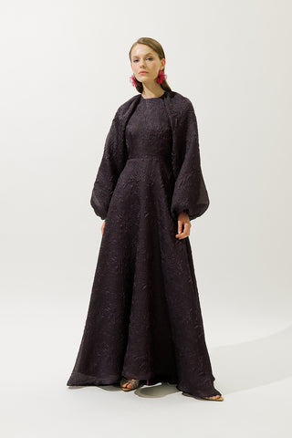 Jacquard Organza Evening Dress Purple