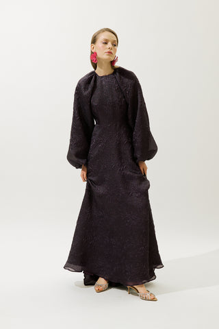 Jacquard Organza Evening Dress Purple