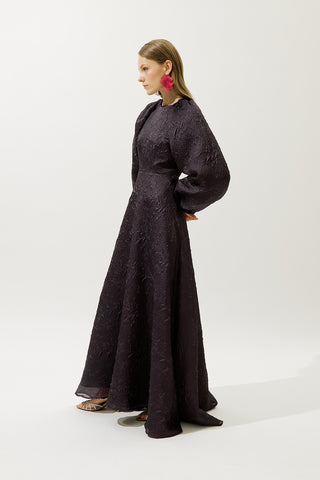 Jacquard Organza Evening Dress Purple