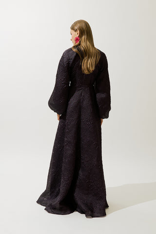 Jacquard Organza Evening Dress Purple