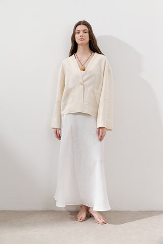 Single-Button Linen Blouse Vanilla