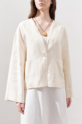 Single-Button Linen Blouse Vanilla