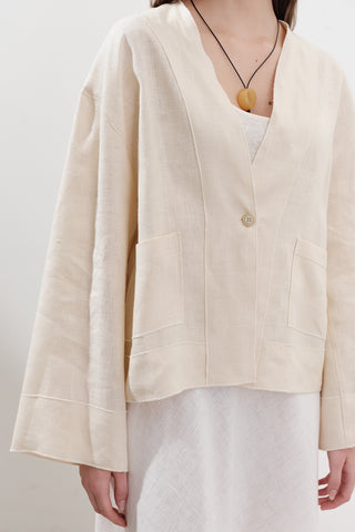 Single-Button Linen Blouse Vanilla