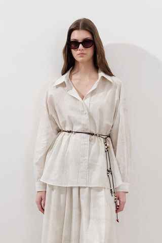 Lightweight Patterned Cotton Shirt Beige