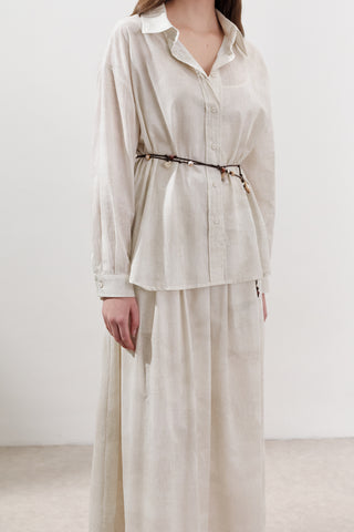 Lightweight Patterned Cotton Shirt Beige