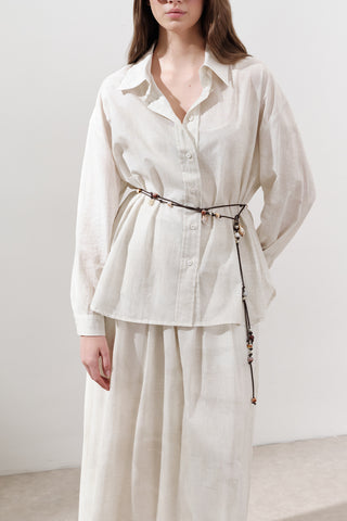 Lightweight Patterned Cotton Shirt Beige