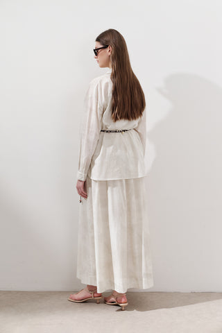 Lightweight Patterned Cotton Shirt Beige