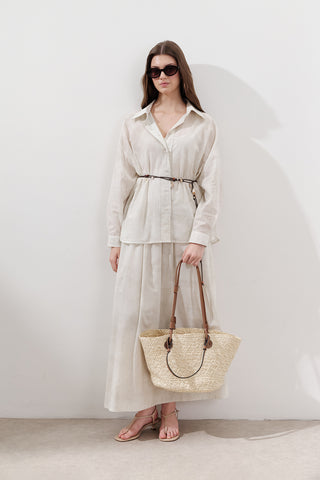 Lightweight Patterned Cotton Skirt Beige