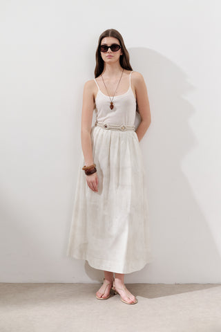 Lightweight Patterned Cotton Skirt Beige