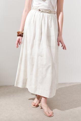 Lightweight Patterned Cotton Skirt Beige