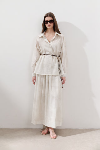 Lightweight Patterned Cotton Skirt Beige