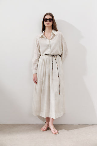 Lightweight Patterned Cotton Skirt Beige